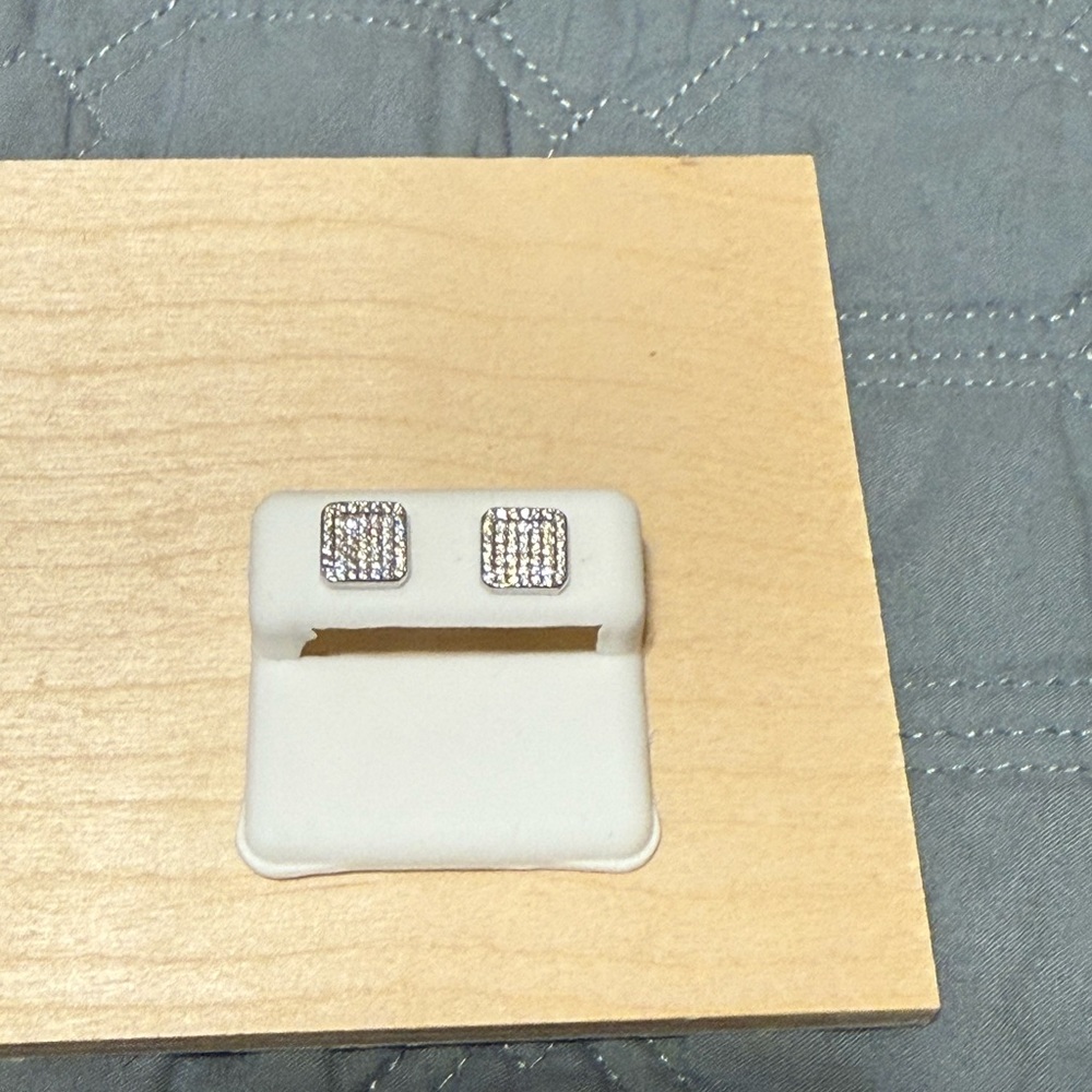 Silver Square Stud Earrings
